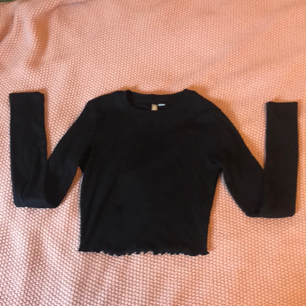 ASOS Lettuce Hem Long Sleeve Crop Top